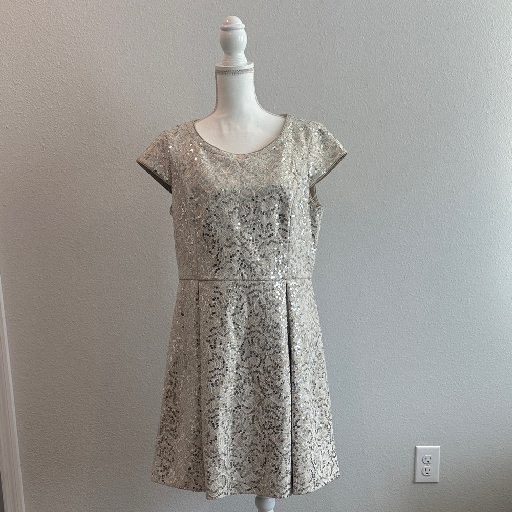 Calvin Klein Silver Sequin Mini Dress